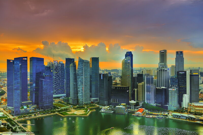 Singapore Skyline — Orange, Dramatic