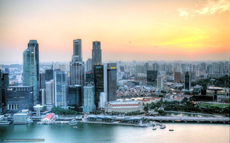 Singapore Skyline — Orange, Serene