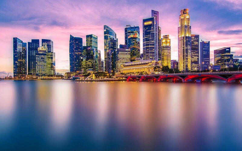 Singapore Skyline — Purple, Dramatic, Sunset