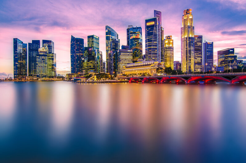 Singapore Skyline — Purple, Dramatic