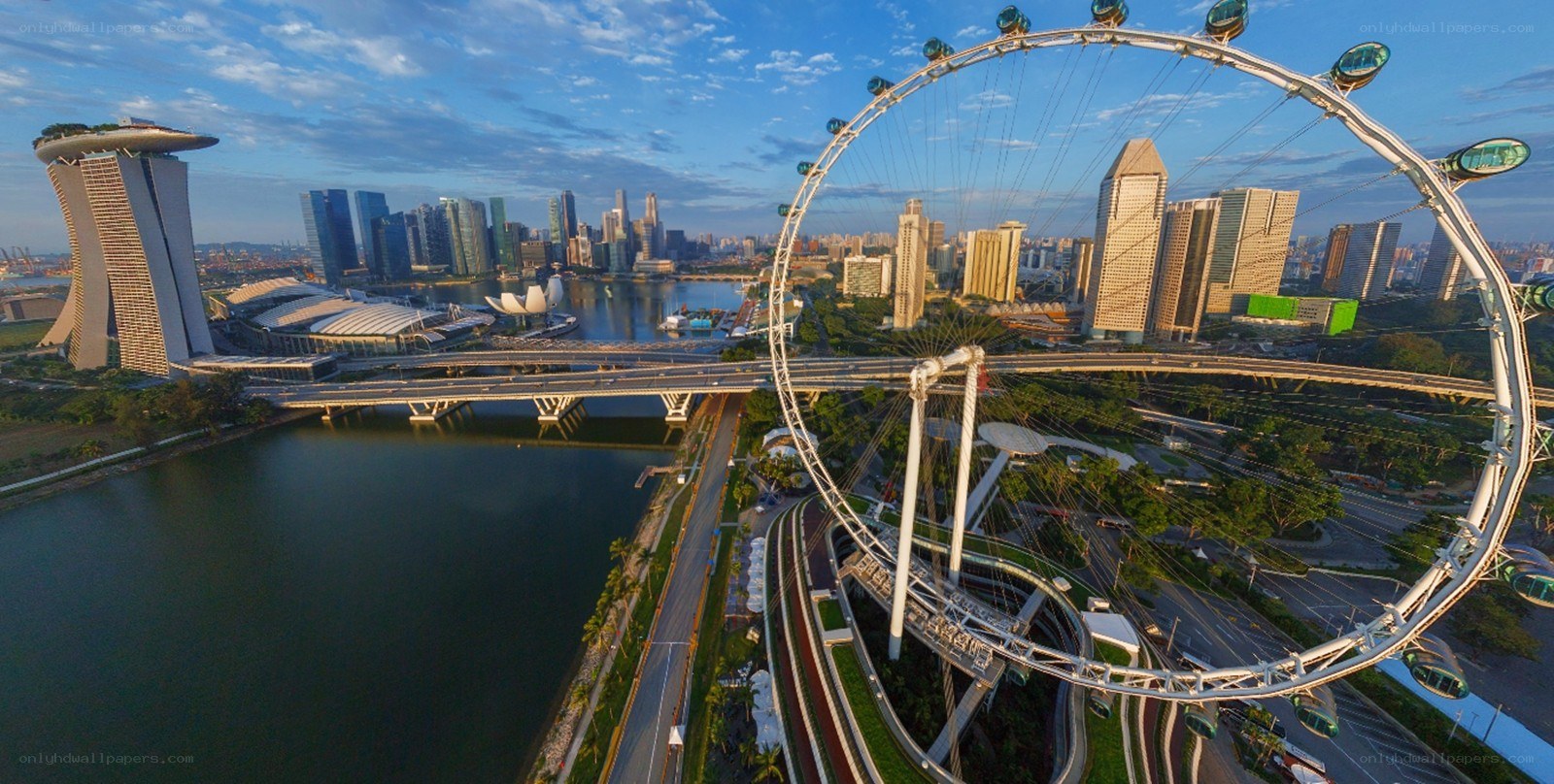Singapore skyline with Ferris wheel