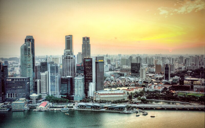 Singapore Skyline — Yellow, Dramatic