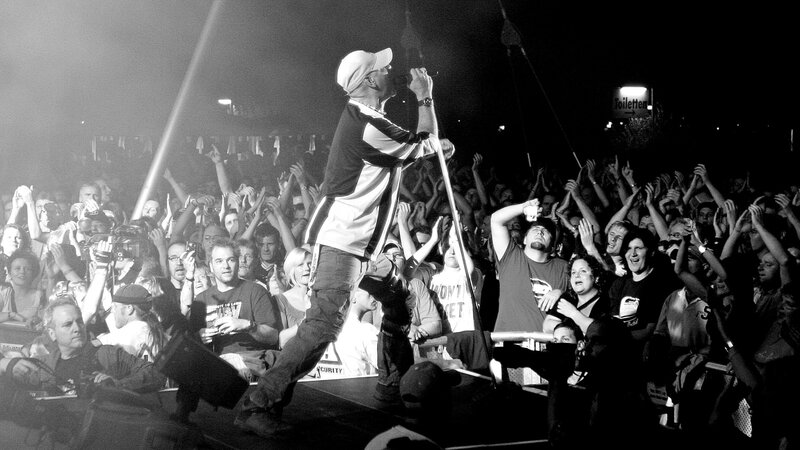 Singer performing at concert