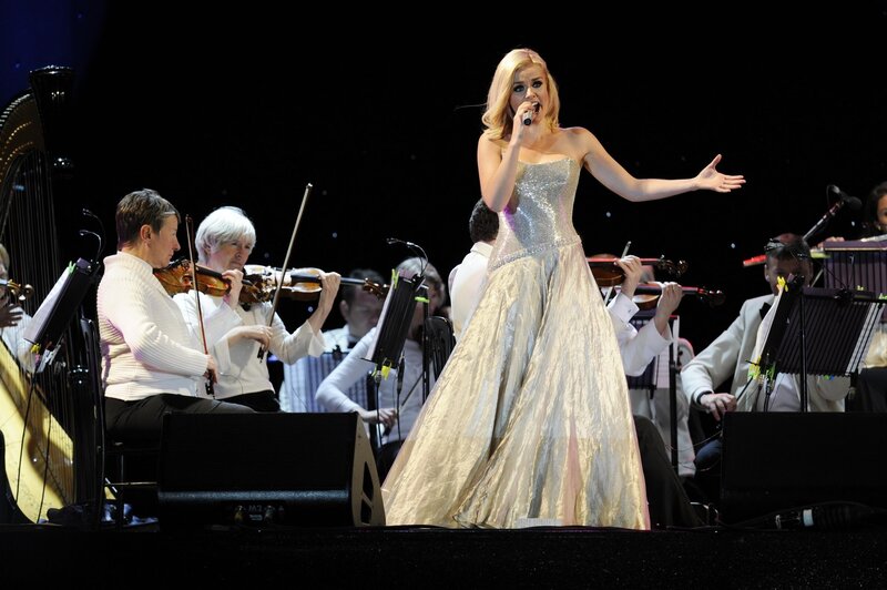 Singer performs on stage