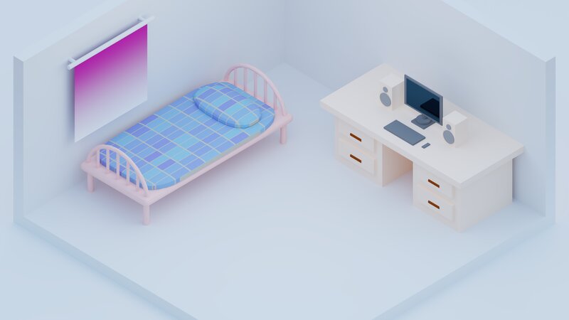 Single Bed and Desk