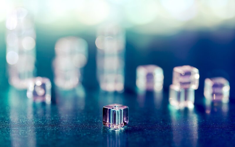 Single Ice Cube on Table