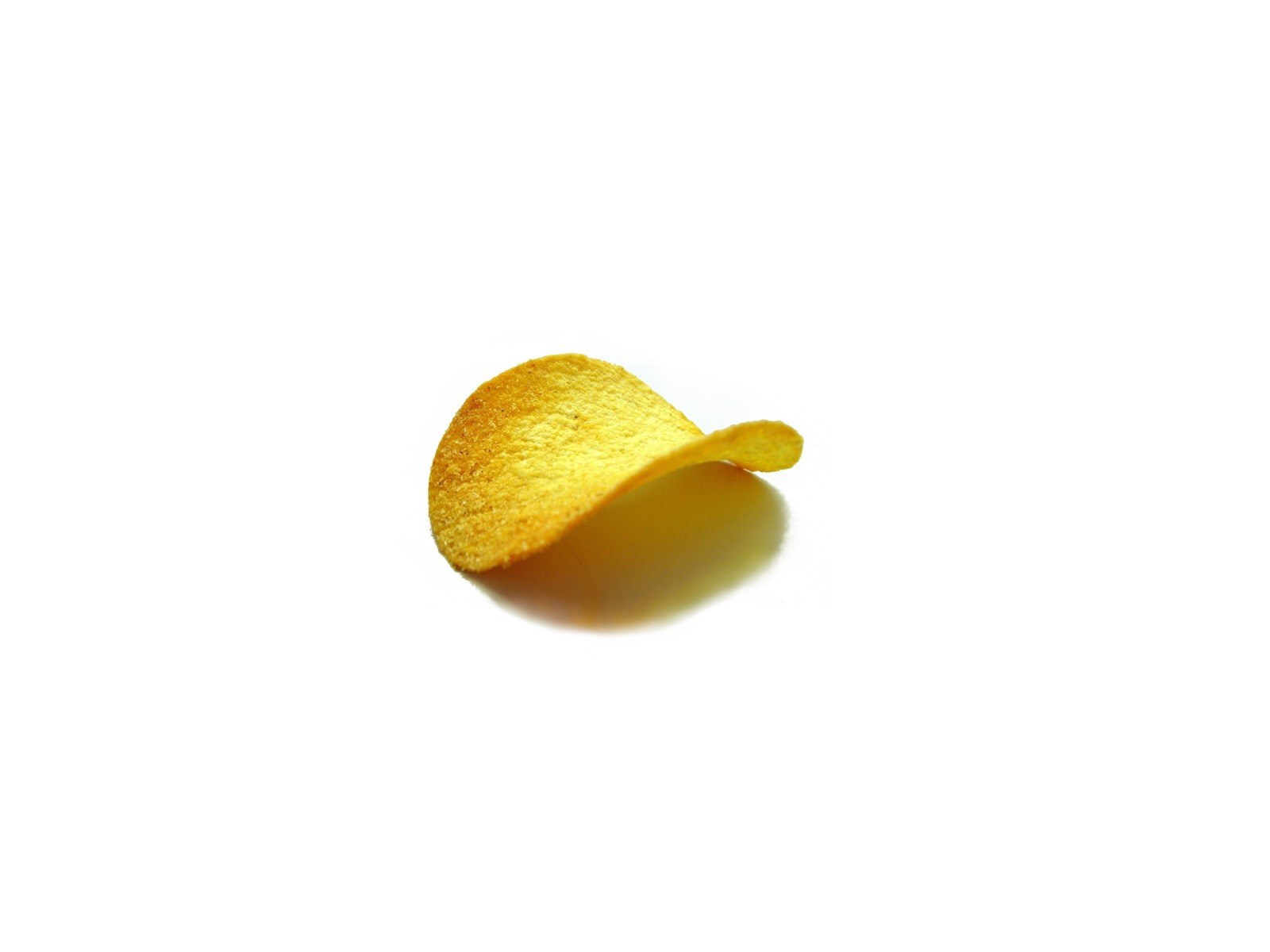 single potato chip on white