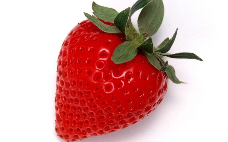 Single Red Strawberry — Neutral, Photograph