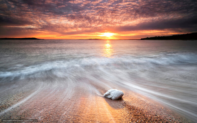 Single Rock on Beach — Orange