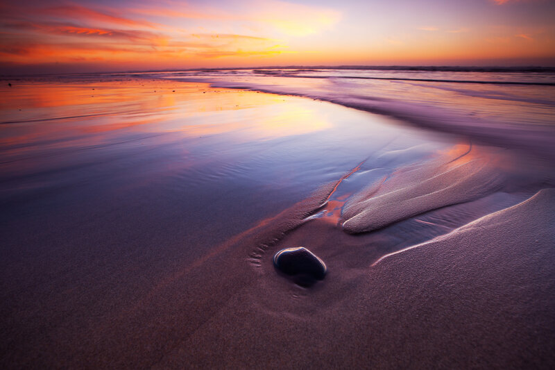 Single Rock on Beach — Purple