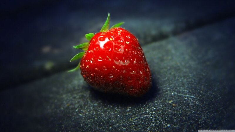Single Strawberry on Surface — Red