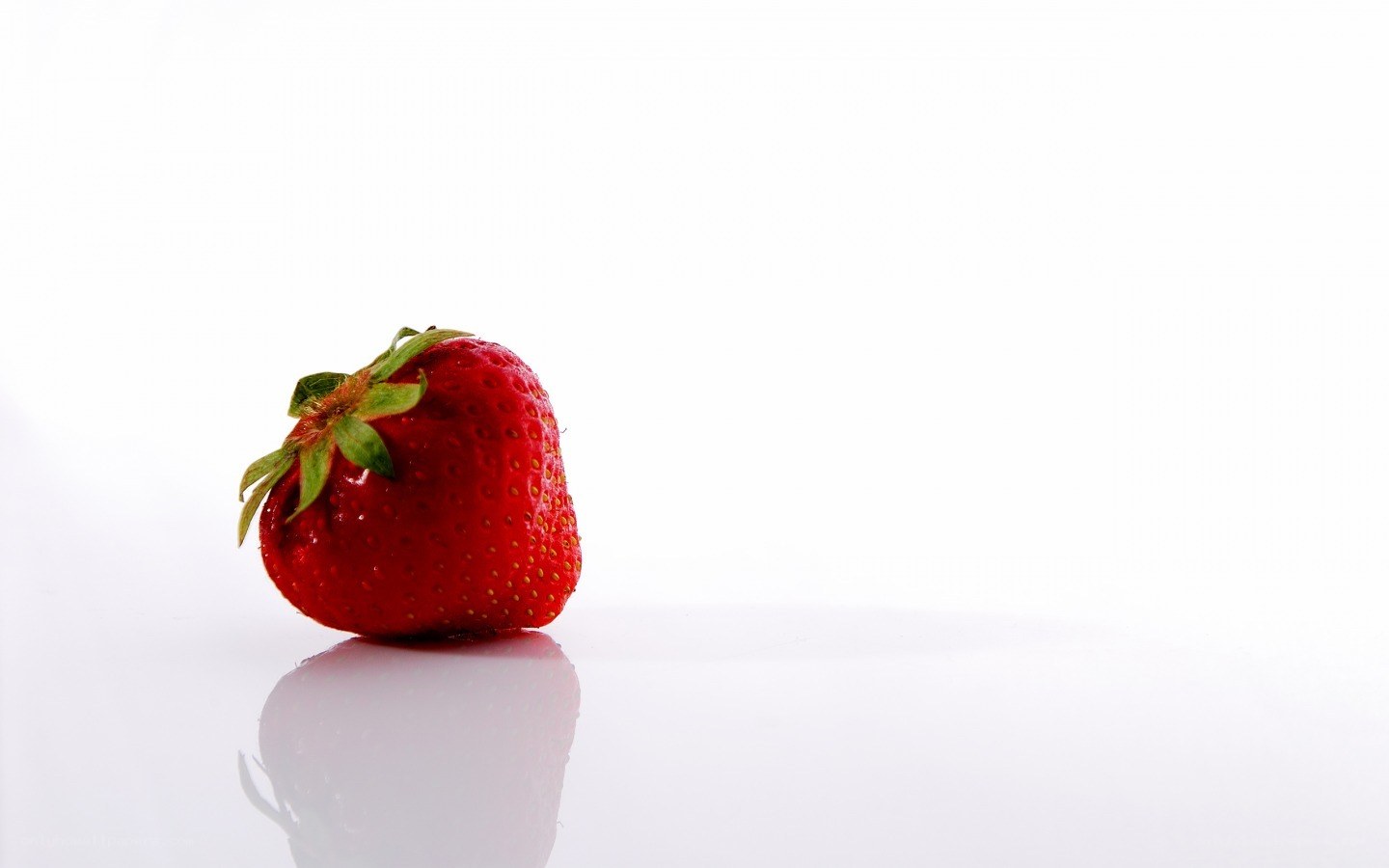 single strawberry on white