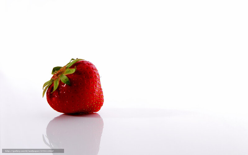 single strawberry on white