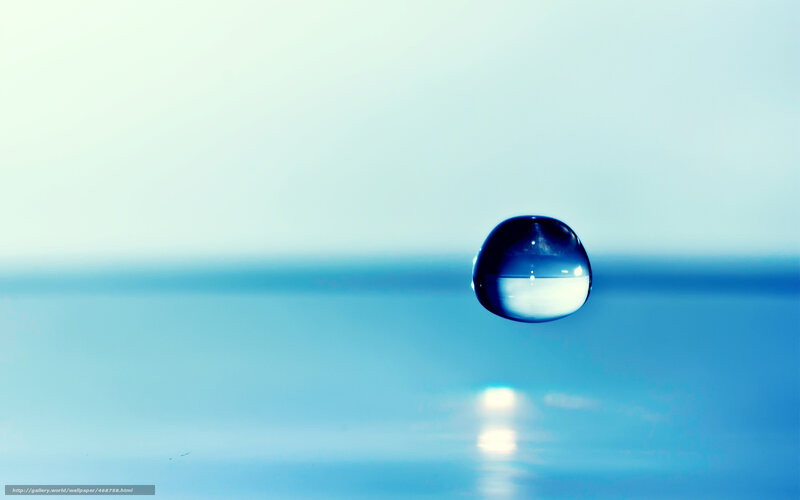 Single Water Droplet — Blue, Serene, Photograph