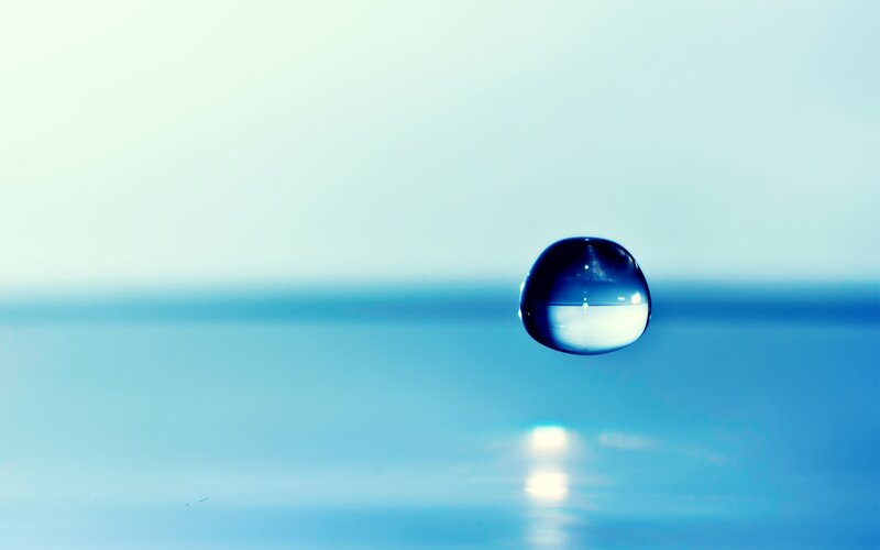 Single Water Droplet — Blue, Serene