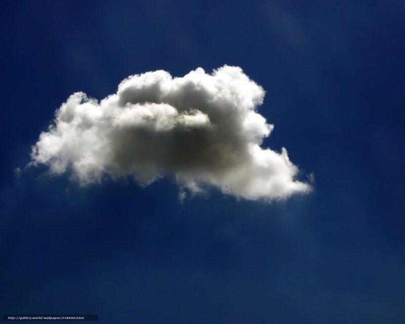 Single White Cloud — Blue, Serene, Afternoon, Photograph