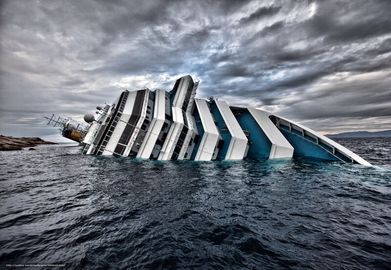 Sinking Cruise Ship — Blue, Dramatic