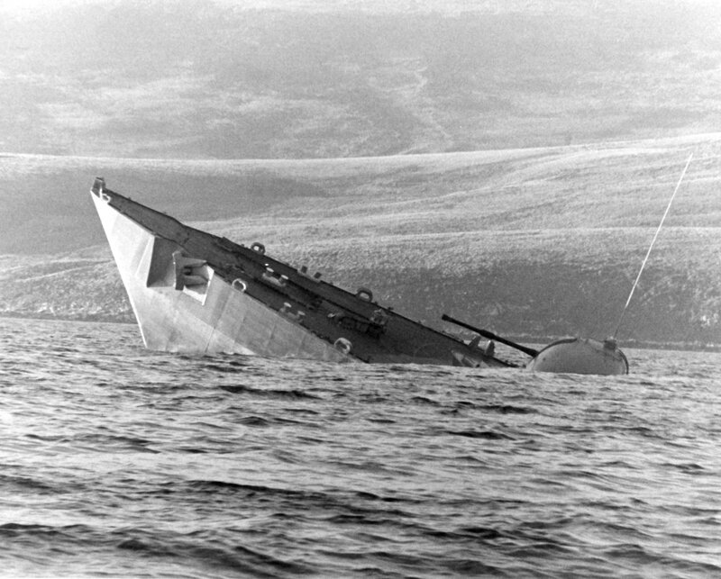 Sinking naval vessel