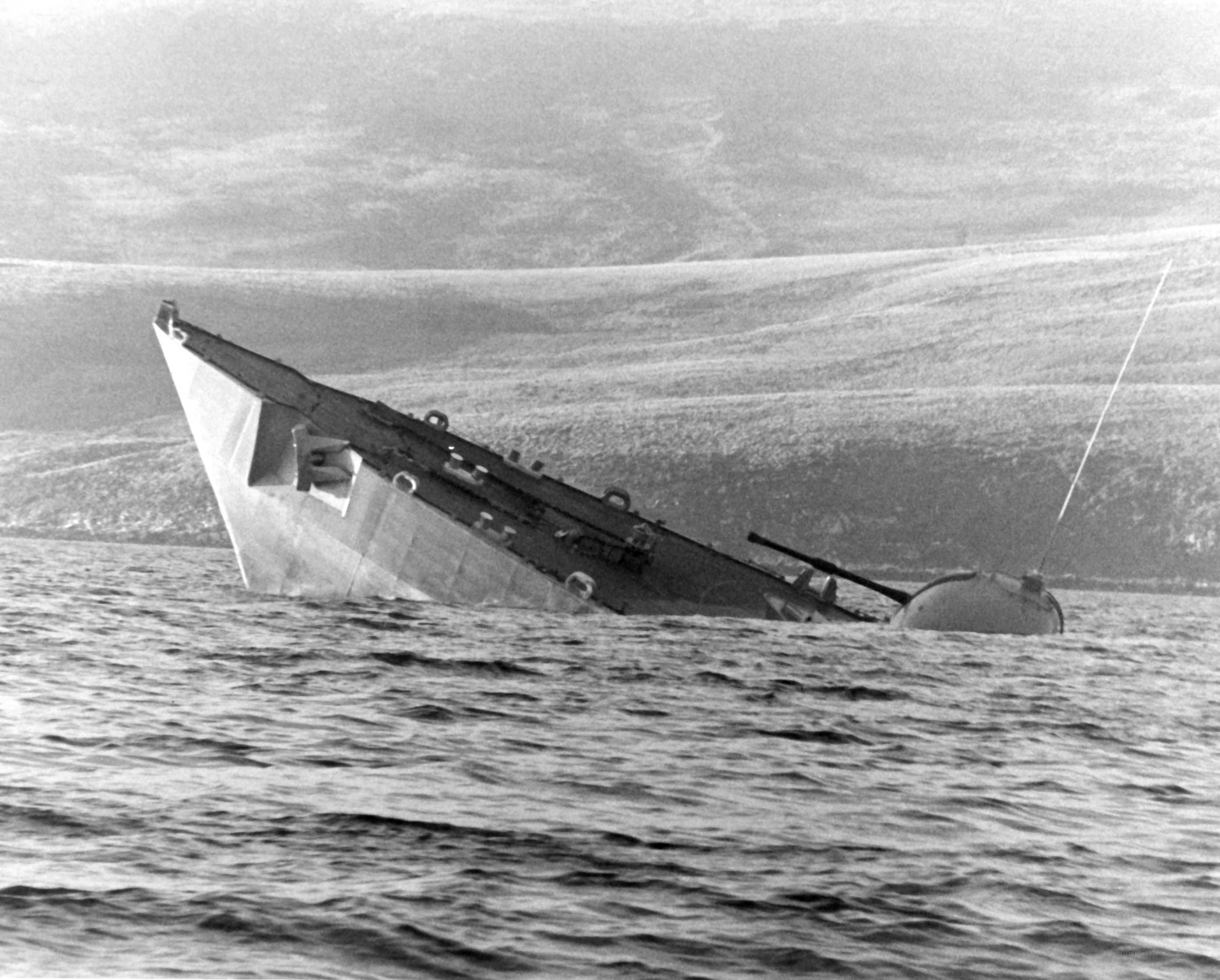 Sinking naval vessel