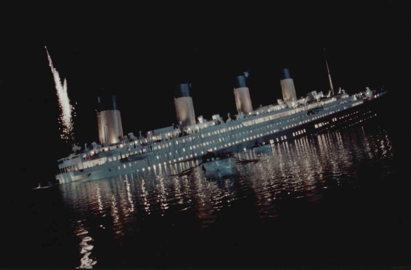 Sinking Ocean Liner — Black, Dramatic, Night