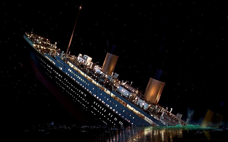 Sinking Ocean Liner — Black, Dramatic