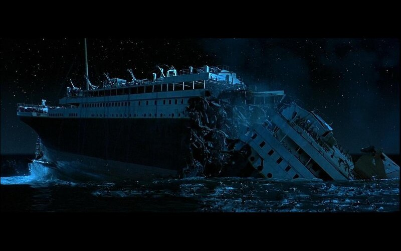 Sinking Ocean Liner — Blue, Dramatic