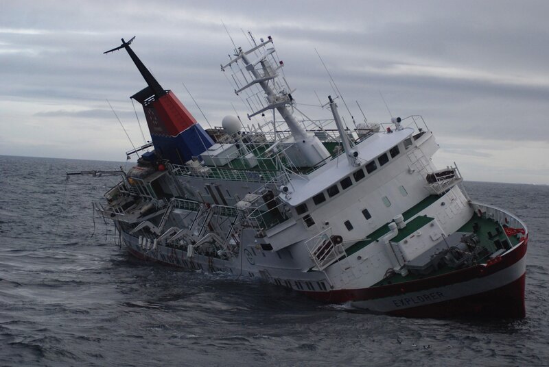 Sinking research vessel