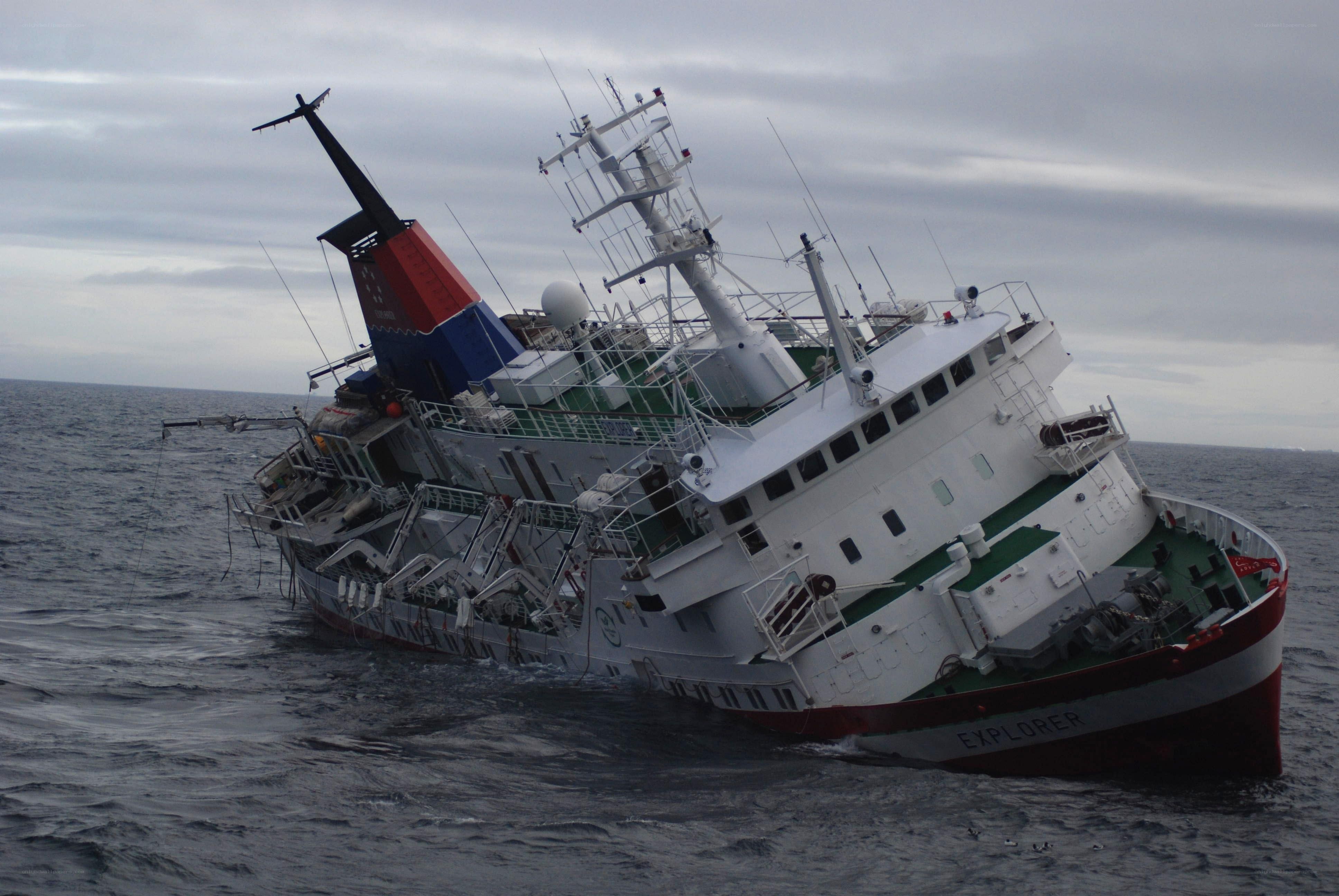 Sinking research vessel
