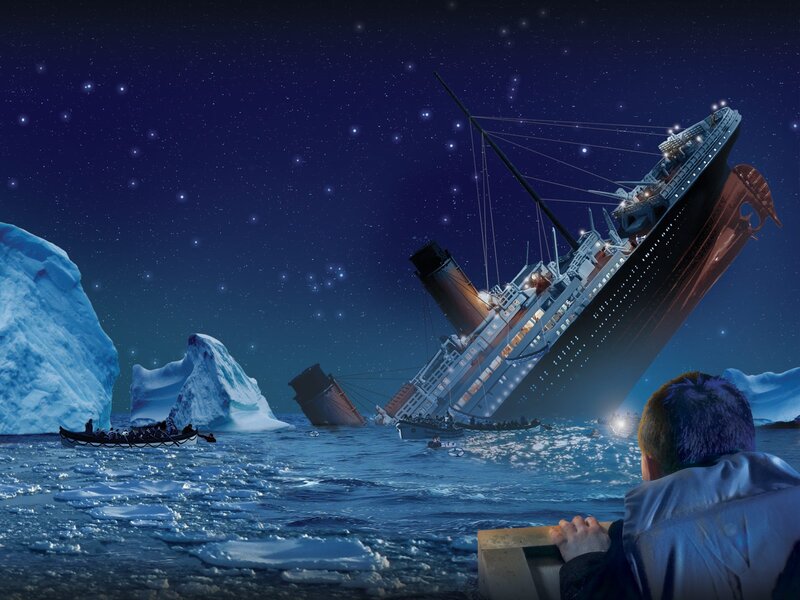 Sinking Ship at Night — Blue, Dramatic, Digital Art