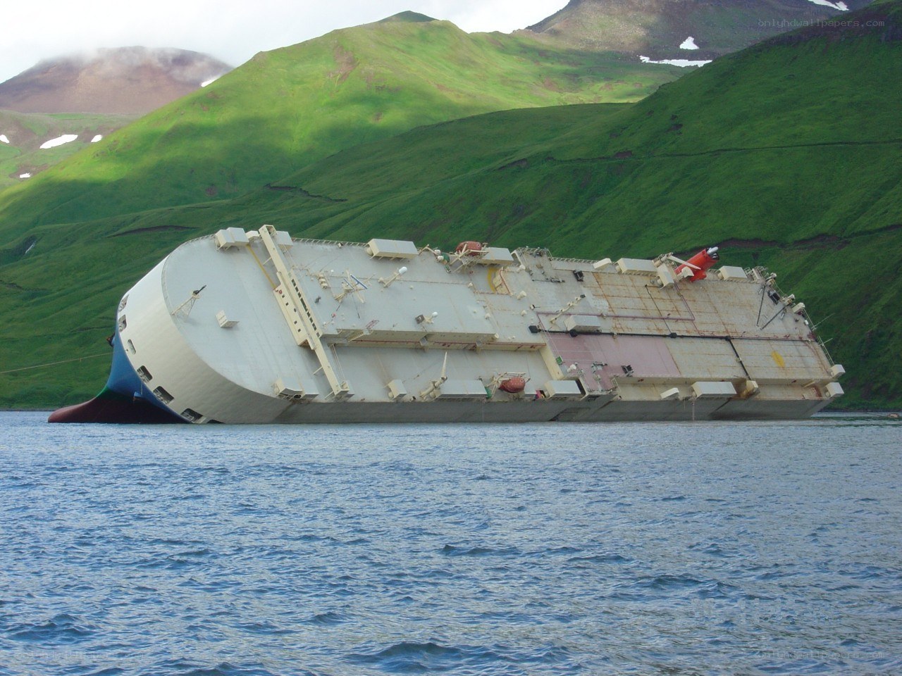 Sinking ship in a fjord