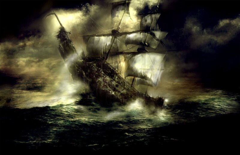 Sinking Ship in Storm — Black, Dramatic, Night, Digital Art