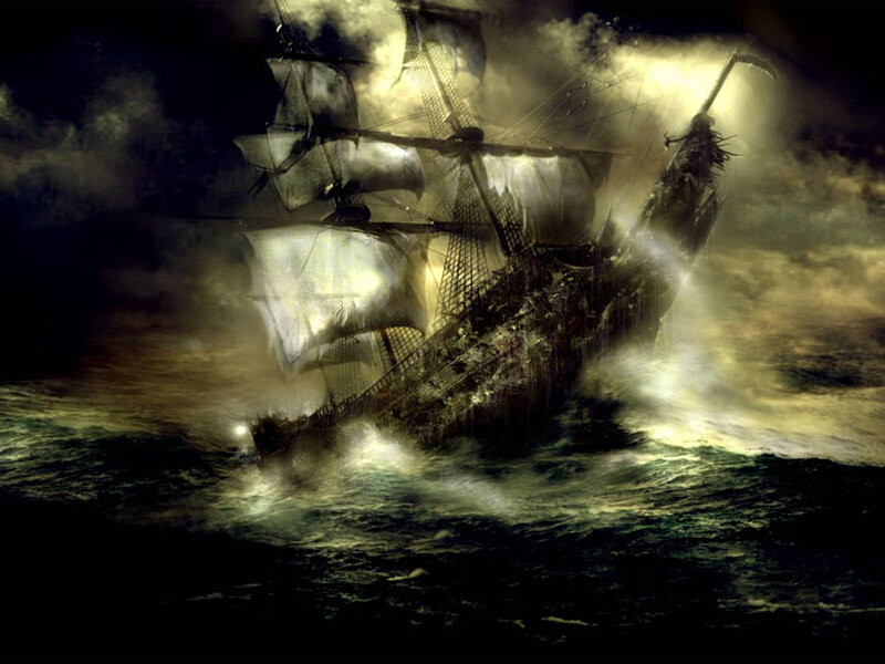Sinking Ship in Storm — Black, Dramatic, Night