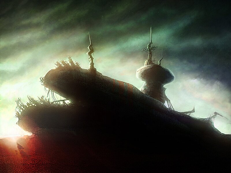 Sinking Ship in Storm — Green, Dramatic, Night