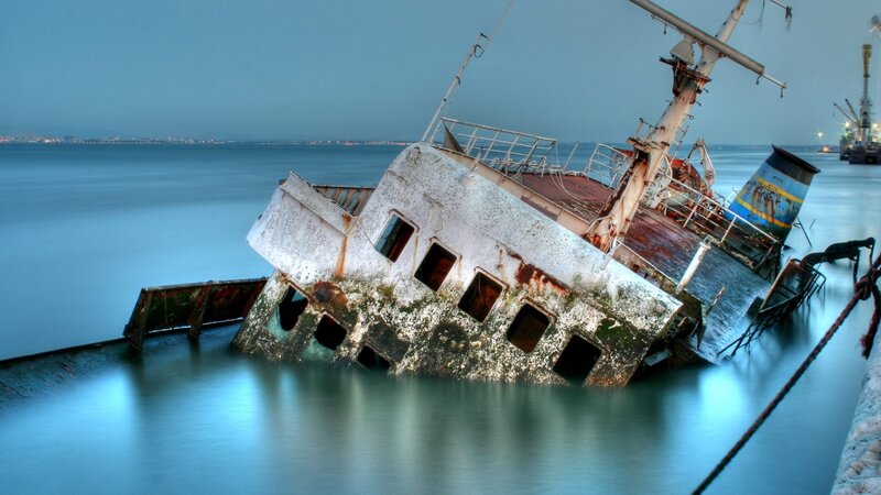 Sinking Ship Wreck — Blue