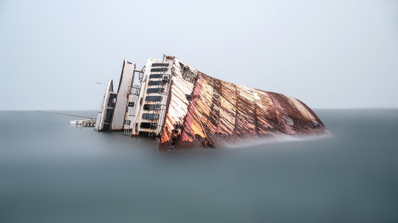 Sinking Shipwreck — Gray