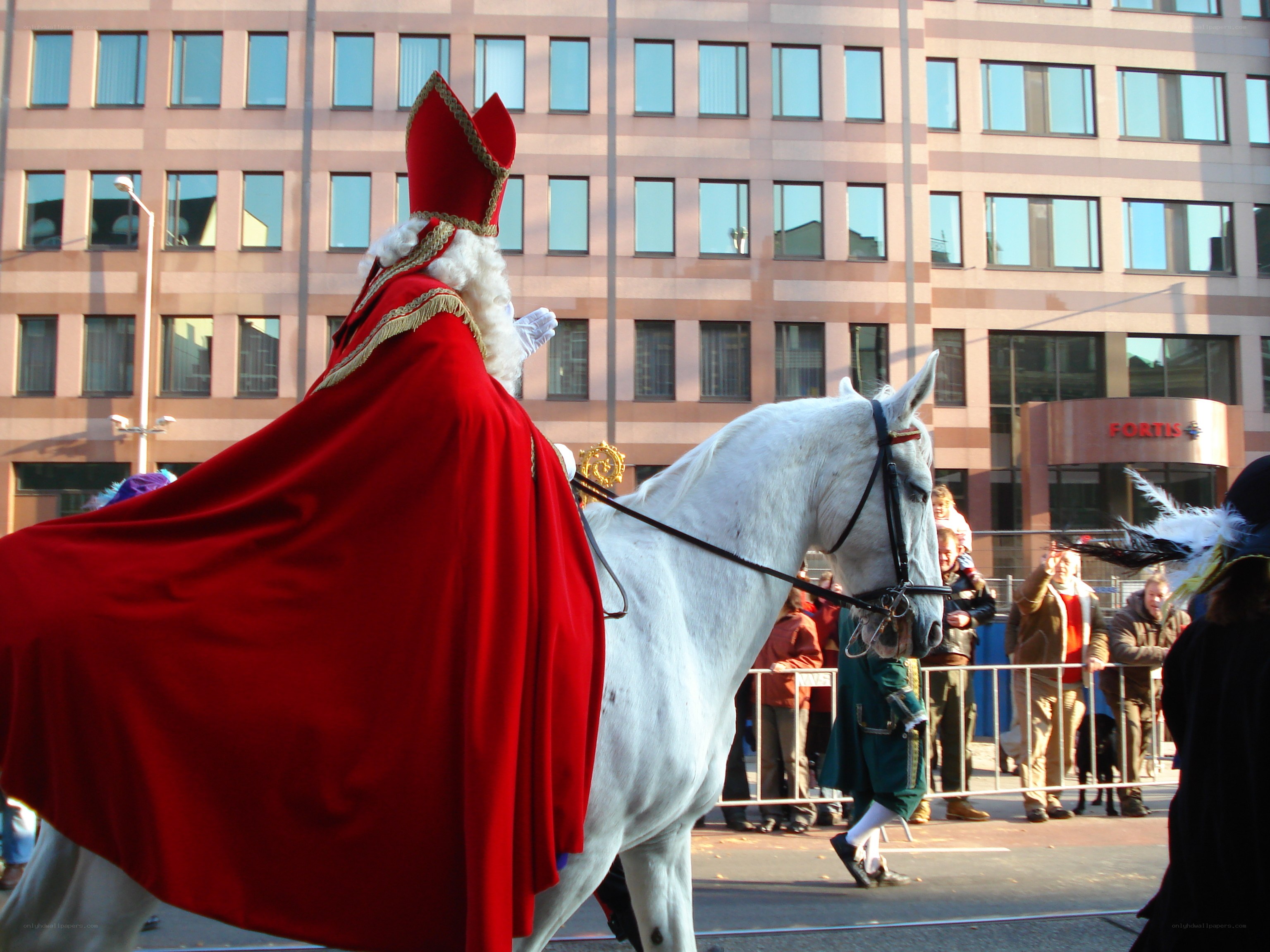 Sinterklaas on a white horse