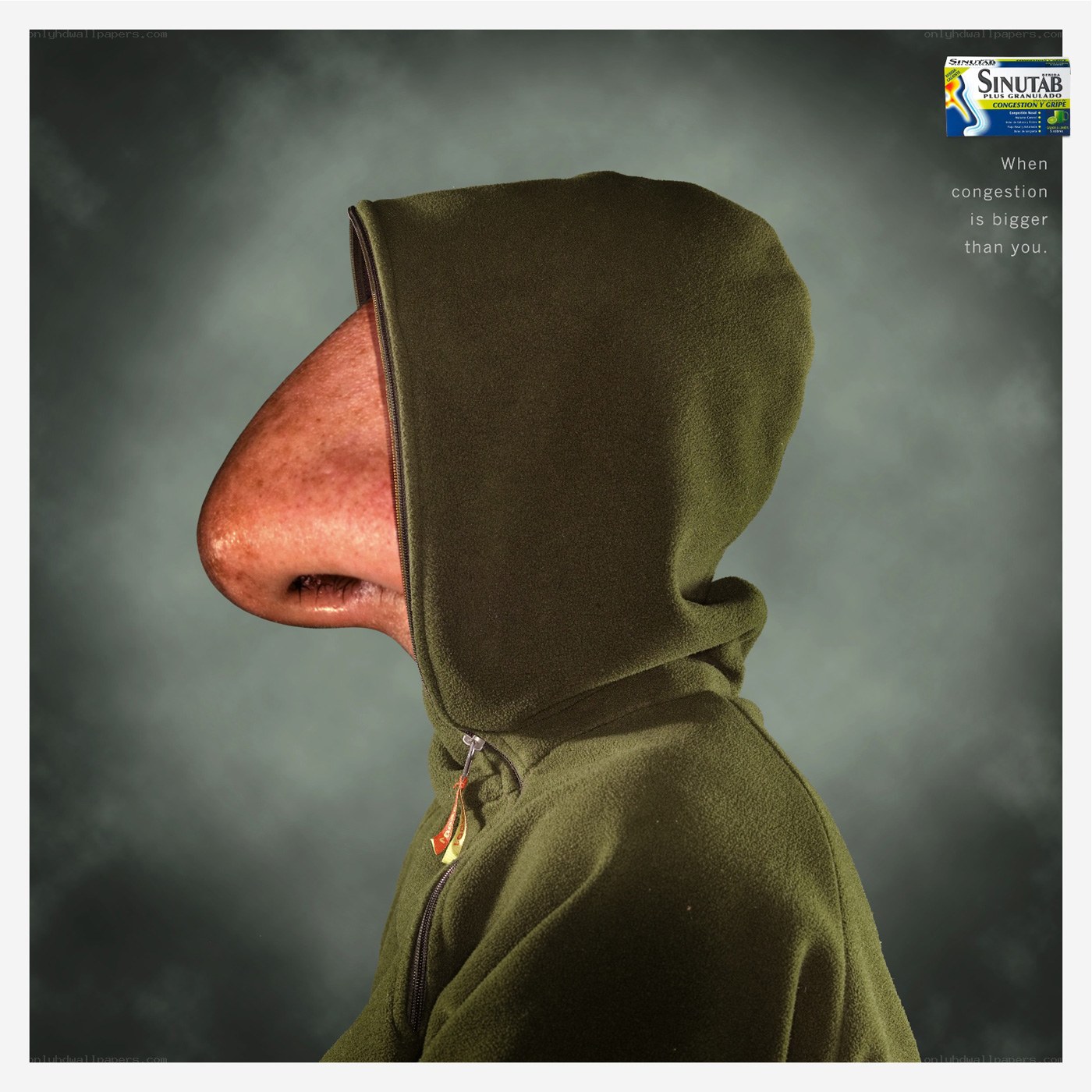 Sinutab ad with oversized nose