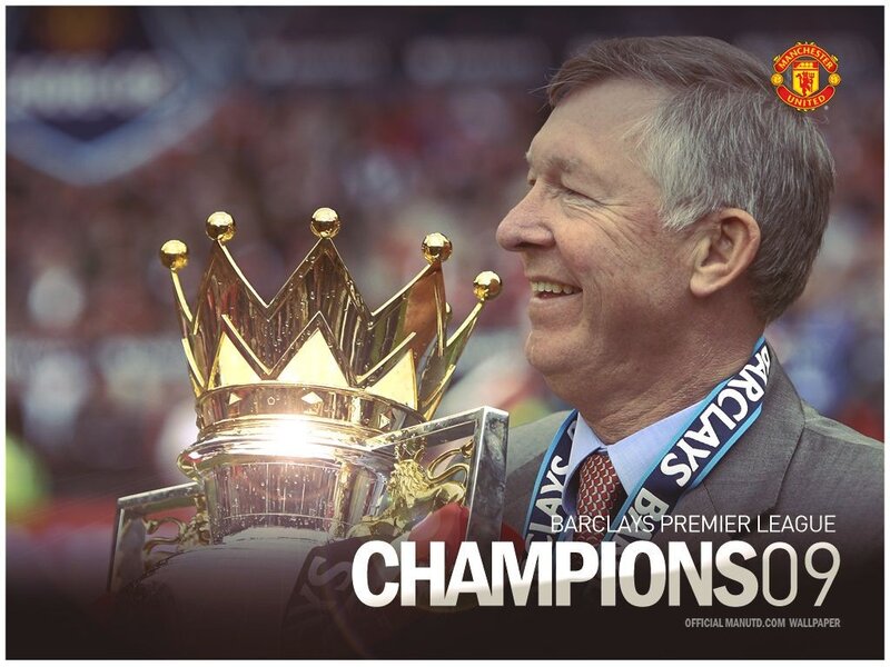 Sir Alex Ferguson with Premier League trophy