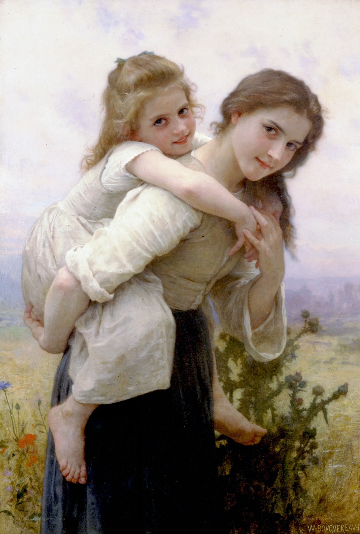 Sisterly affection in a field