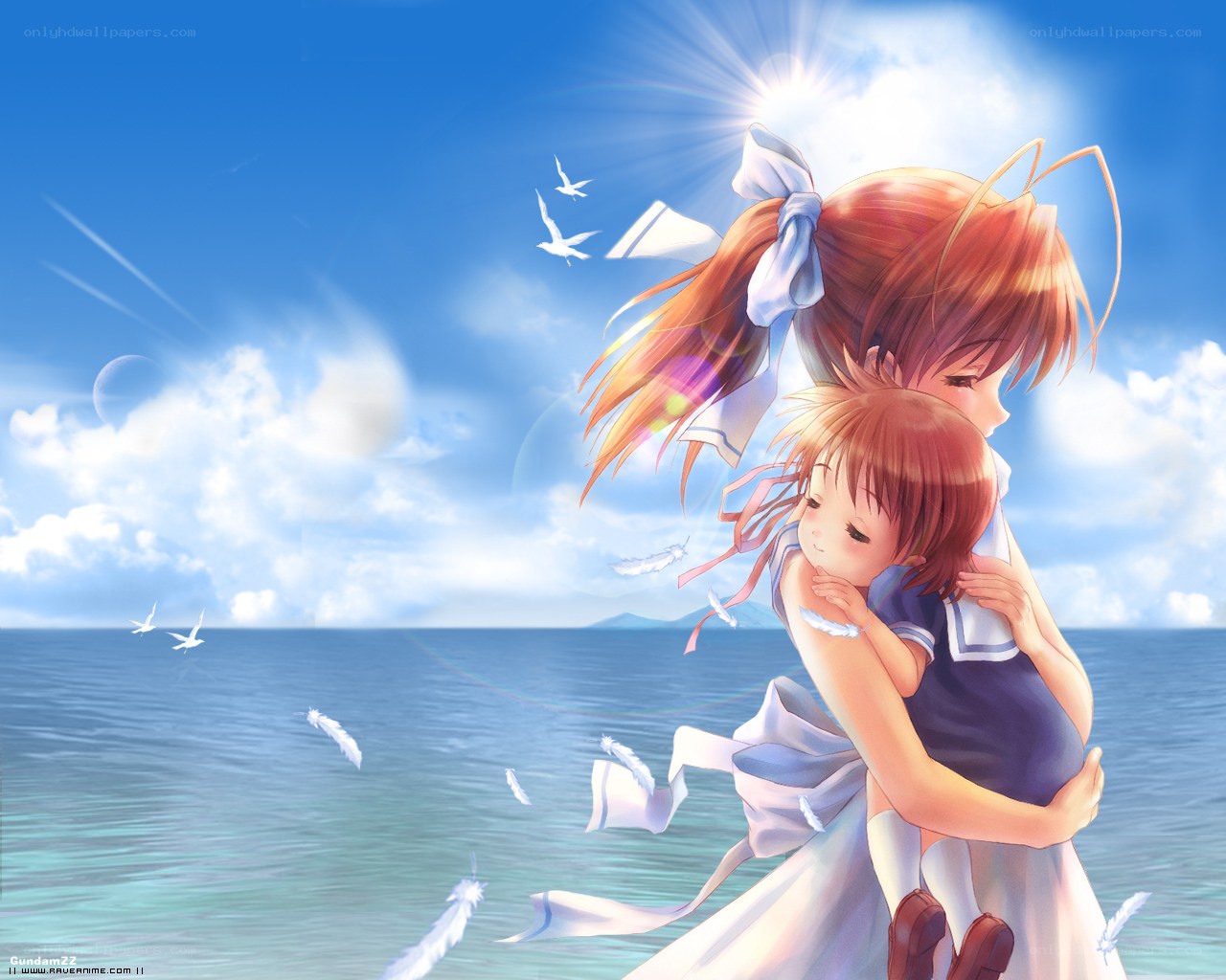 sisterly embrace by the sea
