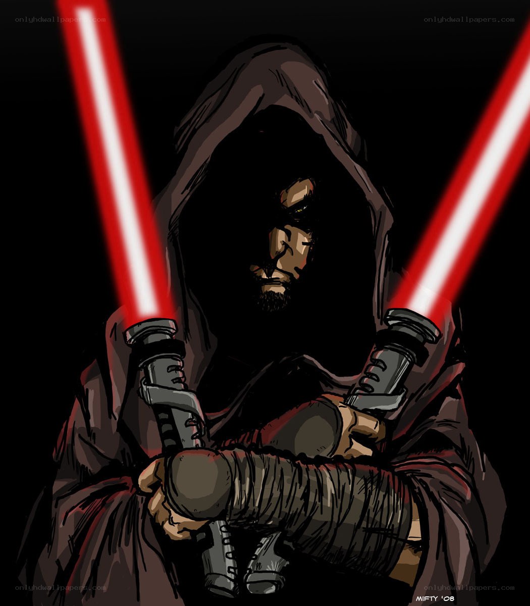 Sith Lord with dual lightsabers