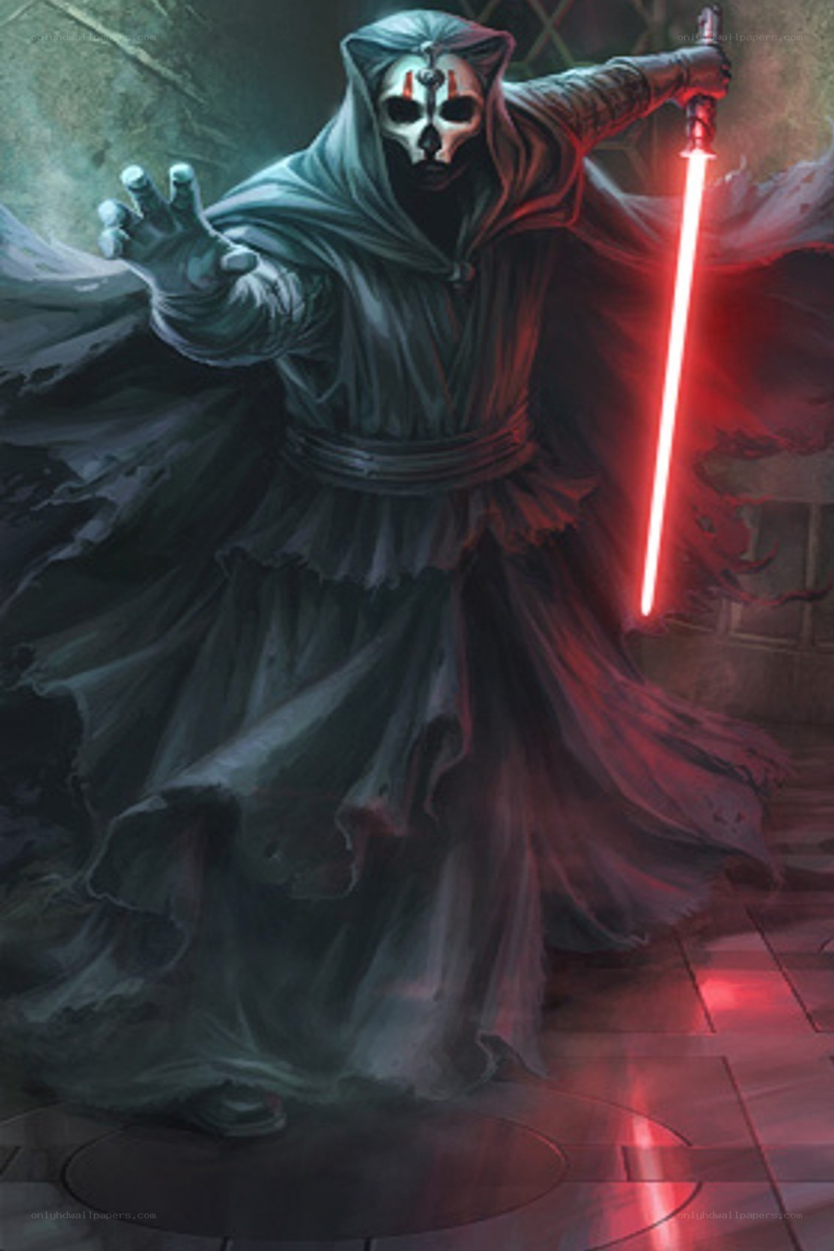 Sith Lord with red lightsaber