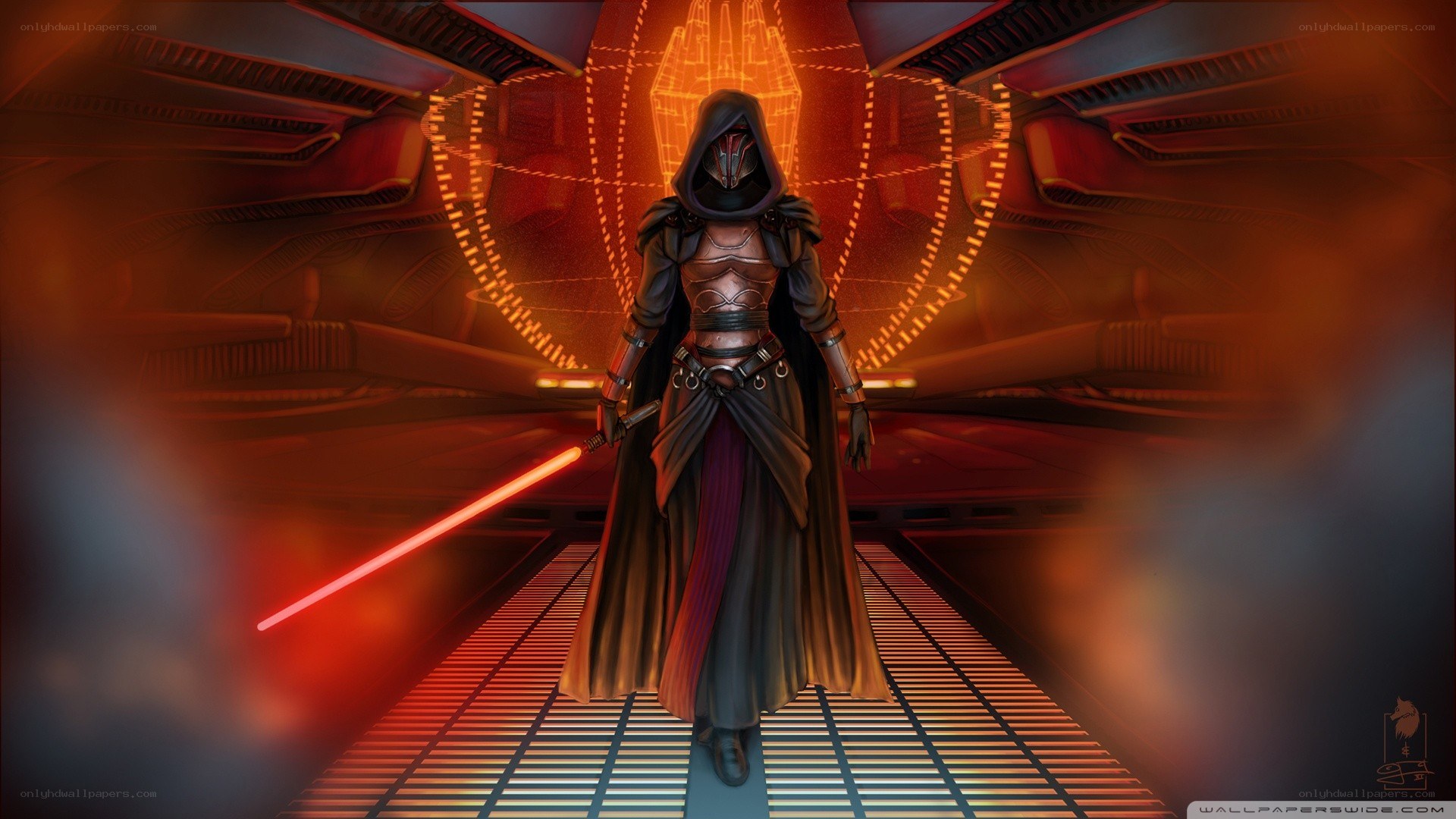 Sith Lord with red lightsaber