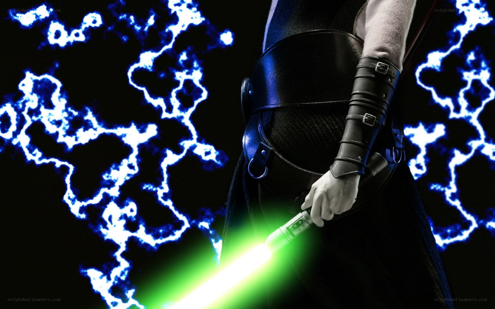 Sith warrior with green lightsaber