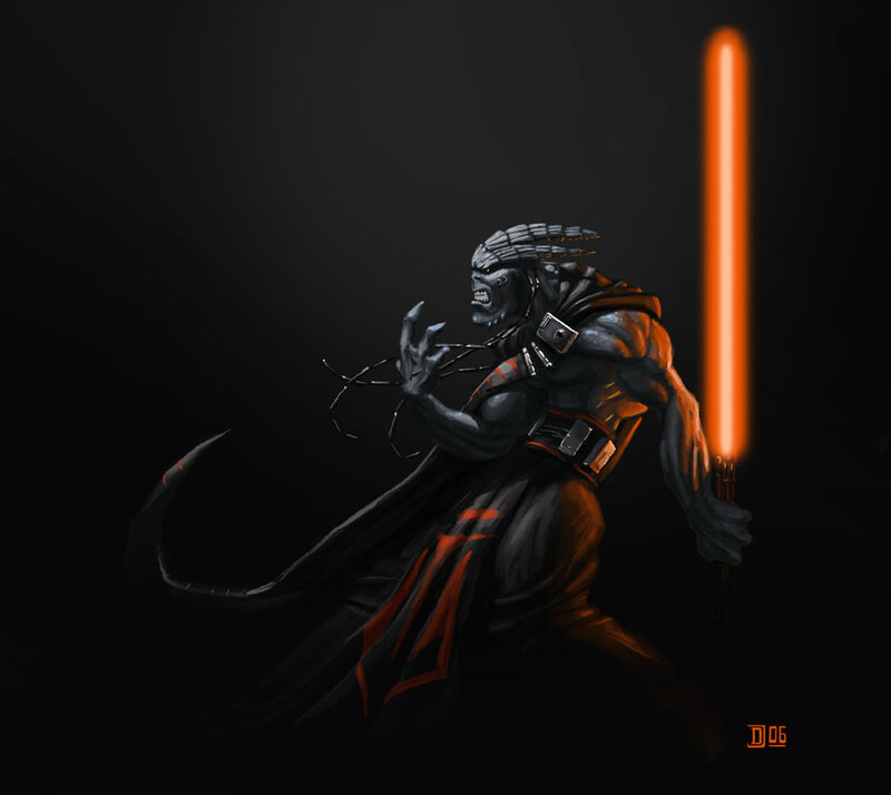 Sith warrior with lightsaber