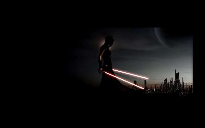 sith warrior with lightsabers