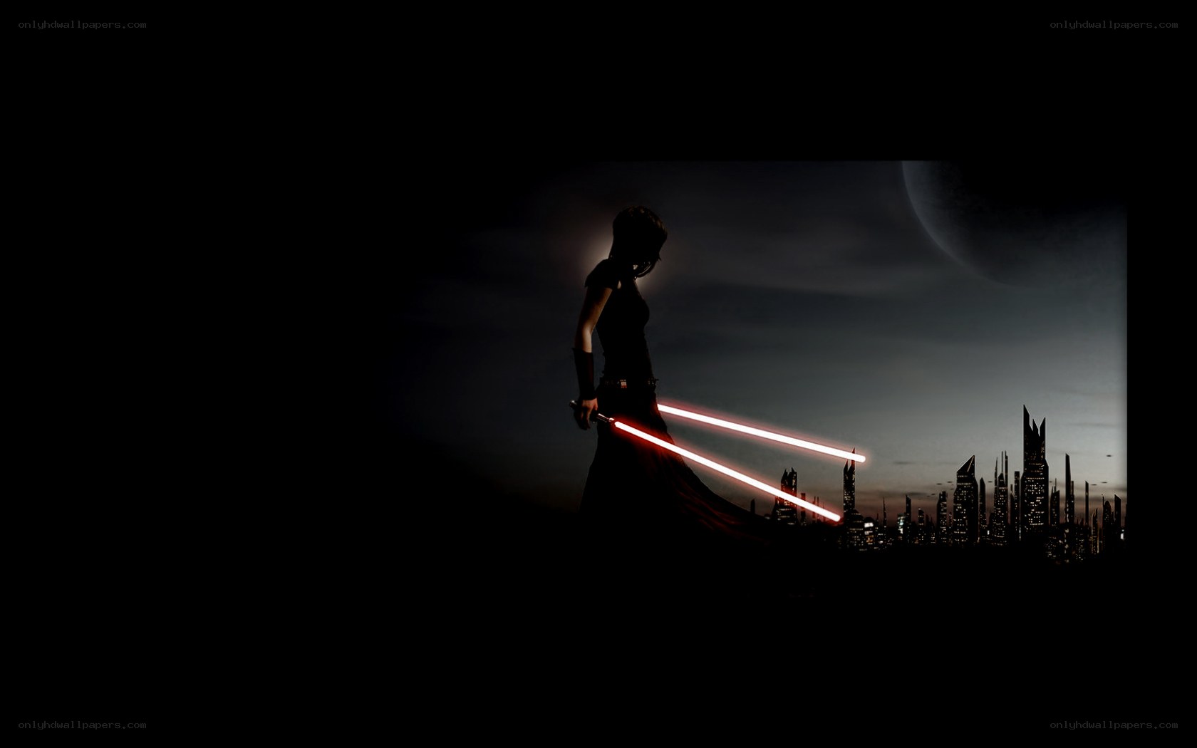 sith warrior with lightsabers