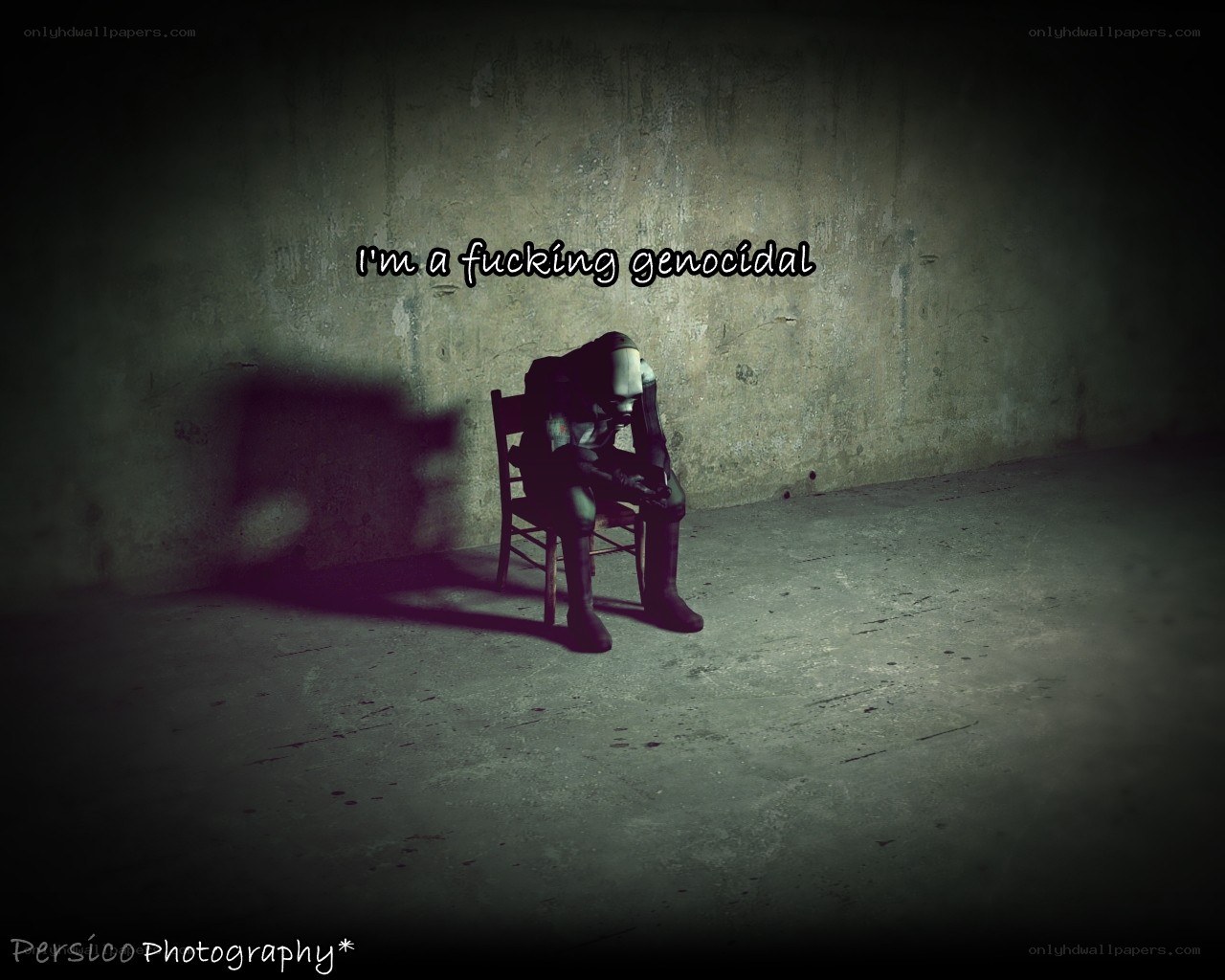 sitting figure in dark room