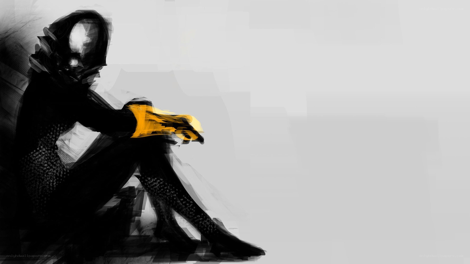sitting figure with glowing hand