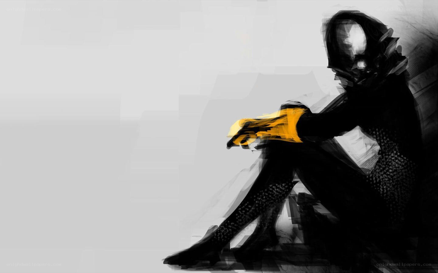 sitting figure with glowing hand